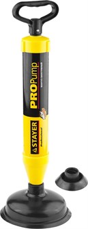 STAYER PROPump, d 70, 160 мм, вакуумный вантуз с двумя адаптерами, Professional (51925) 00010058