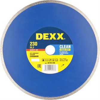 {{productViewItem.photos[photoViewList.activeNavIndex].Alt || productViewItem.photos[photoViewList.activeNavIndex].Description || 'DEXX Clean Aqua Cut, 230 мм, (22.2 мм, 5 х 2.3 мм), сплошной алмазный диск (36703-230)'}}