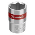 Головка торцевая, 19 мм, шестигранная, CrV, под квадрат 1/2, хромированная Matrix 14693