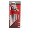 Набор ключей имбусовых Torx , 9 шт, T10-T50, CrV, удлиненных, с сатиновым покрытием Matrix 15000