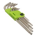 Набор ключей имбусовых Tamper-Torx , 9 шт: ТТ10-ТТ50.45x, закаленные, удлиненные, никель Сибртех 15004