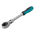 Ключ-трещотка шарнирный 1/4", СrV, 72 зуба, с быстрым сбросом, матовый хром Stels 15370