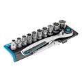 Набор торцевых головок, трещотка 120 зубьев, 1/2", CrV, 12 предметов Gross 15554