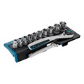 Набор торцевых головок, трещотка 120 зубьев, 3/8", CrV, 12 предметов Gross 15555
