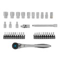 Набор торцевых головок, трещотка 120 зубьев, 1/4", CrV, 36 предметов Gross 15557
