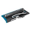 Набор торцевых головок, трещотка 120 зубьев, 1/4", CrV, 36 предметов Gross 15557