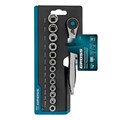 Набор торцевых головок, трещотка 120 зубьев, 1/4", CrV, 36 предметов Gross 15557