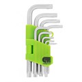 Набор ключей имбусовых Tamper-Torx , 9 шт: ТT10-ТT50.45x, закаленные, короткие, никель Сибртех 16132