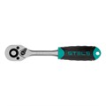 Ключ-трещотка 1/4", CrV, 72 зуба, с быстрым сбросом, матовый хром Stels 16240