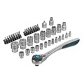 Набор торцевых головок, трещотка 120 зубьев, 1/2", 1/4", CrV, 41 предмет Gross 16291