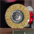 Щетка для дрели 100 мм, плоская со шпилькой, латунированная витая проволока Matrix 21734