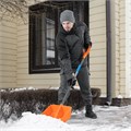 Лопата для уборки снега пластиковая, 400х405х1380 мм, стальной черенок, усиленная Сибртех 31964