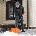 Лопата для уборки снега пластиковая, 490х370х1350 мм, стальной черенок, усиленная Сибртех 31965