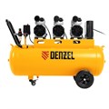 Компрессор безмасляный, малошумный  DLS 2250/100, 2250 Вт, 3x750, 100 л, 410 л/мин блок управления/ Denzel 33125