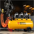 Компрессор безмасляный, малошумный  DLS 2250/100, 2250 Вт, 3x750, 100 л, 410 л/мин блок управления/ Denzel 33125