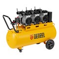 Компрессор безмасляный, малошумный DLS 3300/100, 3300 Вт,3x1100, 100 л, 570 л/мин ,блок управления Denzel 33127