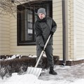 Лопата для уборки снега стальная оцинкованная, 420х370х1370 мм, деревянный черенок, Сибртех 34520