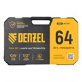 Набор инструментов, 1/2", 1/4", CrV, S2, пластиковый кейс, 64 предмета Denzel 36773