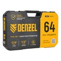 Набор инструментов, 1/2", 1/4", CrV, S2, пластиковый кейс, 64 предмета Denzel 36773