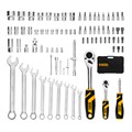Набор инструментов, 1/2", 1/4", CrV, S2, пластиковый кейс, 82 предмета Denzel 36781