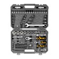 Набор инструментов, 1/2", 1/4", CrV, S2, пластиковый кейс, 82 предмета Denzel 36781