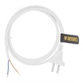 Шнур сетевой Energy Series, ПВС, 1,5 м, 2 x 1 мм, с неразборной вилкой, белый, Denzel 37367