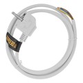 Шнур сетевой Energy Series, ПВС, 1,5 м, 3 x 1 мм, с неразборной вилкой, белый, Denzel 37369