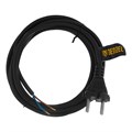 Шнур сетевой Energy Series, ПВС, 3 м, 2 x 1 мм, с неразборной вилкой, черный, Denzel 37372