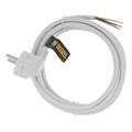 Шнур сетевой Energy Series, ПВС, 3 м, 3 x 1 мм, с неразборной вилкой, белый, Denzel 37373