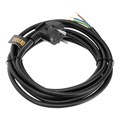 Шнур сетевой Energy Series, ПВС, 3 м, 3 x 1,5 мм, с неразборной вилкой, черный, Denzel 37420