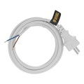 Шнур сетевой Energy Series, ПВС, 3 м, 2 x 1,5 мм, с неразборной вилкой, белый, Denzel 37422