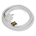 Шнур сетевой Energy Series, ПВС, 3 м, 3 x 1,5 мм, с неразборной вилкой, белый, Denzel 37434