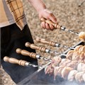 Шампур плоский, 650х10х2,5 мм, с деревянной рукояткой, нерж. сталь, Camping// Palisad 38768