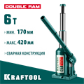 KRAFTOOL DOUBLE RAM, 6 т, 170 - 420 мм, с увеличенным подъемом, двухштоковый бутылочный домкрат (43463-6) 00018514