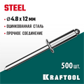 KRAFTOOL Steel, 4.8 x 12 мм, 500 шт, стальные заклепки (311703-48-12) 00019402