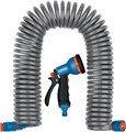 GRINDA спиральный шланг 3/8″ x 15 м, пистолет-распылитель, адаптеры, поливочный набор, PROLine (428495) 00024710