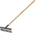 GRINDA GS-12 WOOD, 385 х 95 х 1300 мм, 12 витых зубцов, углеродистая сталь, антикор. покрытие, черенок дерев. высш. сорт, садовые грабли(39581-12) 000187059