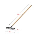 GRINDA GT-12 WOOD, 310 х 80 х 1300 мм, 12 прямых зубцов, углерод. сталь, антикор. покрытие, черенок дерев. высш. сорт, садовые грабли (39583-12) 000187060