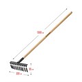 GRINDA GS-10 WOOD, 320 х 95 х 1300 мм, 10 витых зубцов, углеродистая сталь, антикор. покрытие, черенок дерев. высш. сорт, садовые грабли (39581-10) 000487621