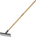 GRINDA GT-10 WOOD, 260 х 80 х 1300 мм, 10 прямых зубцов, углерод. сталь, антикор. покрытие, черенок дерев. высш. сорт, садовые грабли (39583-10) 000487624