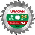 URAGAN Optima, 160 х 20/16 мм, 24Т, пильный диск по дереву (36801-160-20-24) 0001316764