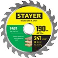 STAYER Fast, 190 x 30/20 мм, 24Т, быстрый рез, пильный диск по дереву (3680-190-30-24) 0002011194