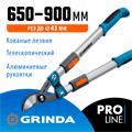 GRINDA F-900T, 650 - 900 мм, кованые лезвия, алюминиевые ручки, телескопический, плоскостной сучкорез, PROLine (424510) 0002184291