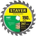STAYER Fast, 190 x 20/16 мм, 24Т, быстрый рез, пильный диск по дереву (3680-190-20-24) 0002411337
