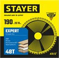 STAYER Expert, 190 x 20/16 мм, 48Т, точный рез, пильный диск по дереву (3682-190-20-48) 0002625129