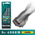 KRAFTOOL Hard, 5 шт: 4-5-6-8-10 мм, набор сверл по по твёрдым материалам (29177-H5) 00010417193