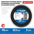 ЗУБР Чисторез, 125 мм, (22.2 мм, 5 х 1.1 мм), сплошной алмазный диск, Профессионал (36663-125) 00016549252