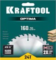 KRAFTOOL Optima, 160 х 20 мм, 24Т, пильный диск по дереву (36951-160-20) 00019871238