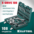 KRAFTOOL X-Drive 108, 108 предм., (1/2″+3/8″+1/4″), универсальный набор инструмента (27888-H108) 00021521647