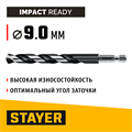 STAYER НЕХ-1/4″, d 9.0 х 125 мм, сверло по металлу для винтовёртов и шуруповертов IMPACT READY (29603-9) 00031315952